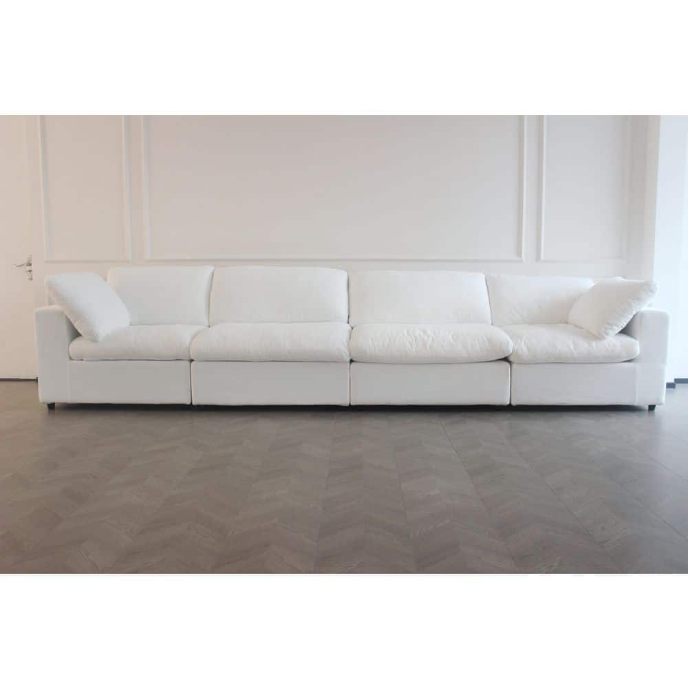 160 in. Square Arm Fabric Rectangle Removable Covers Sectional Sofa 4-Seate