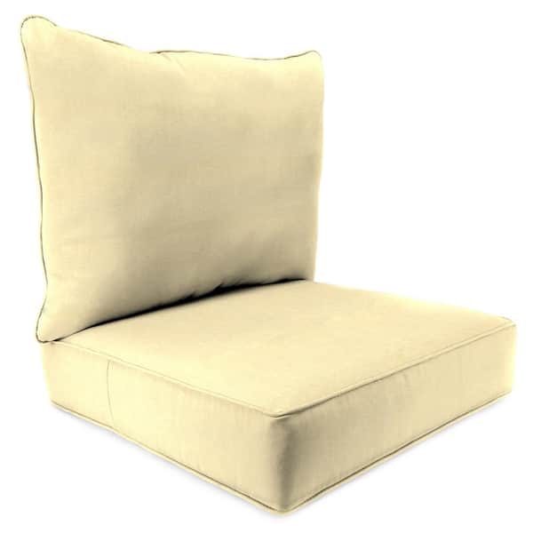 Jordan Manufacturing Sunbrella 24" x 24" Canvas Vellum Yellow Solid Rectangular Outdoor Deep Seating Chair Seat and Back Cushion Set