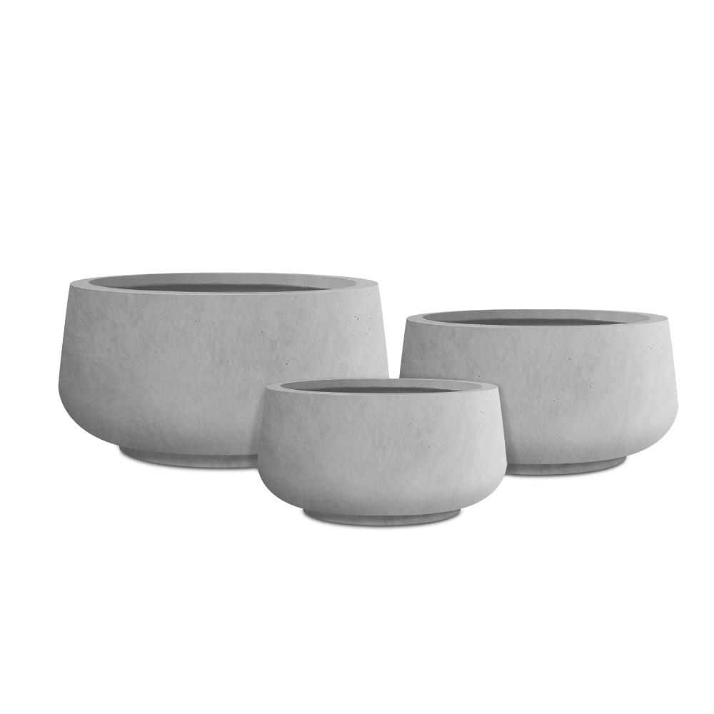 21.6 in. 16.9 in. 12.5 in. Round Natural Concrete Planters Set of 3, Indoor/Outdoor Elegant Pots with Drainage Plug price history on PriceWatchPro
