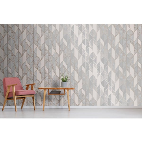 Milan Geo Rose Gold and Grey Wallpaper