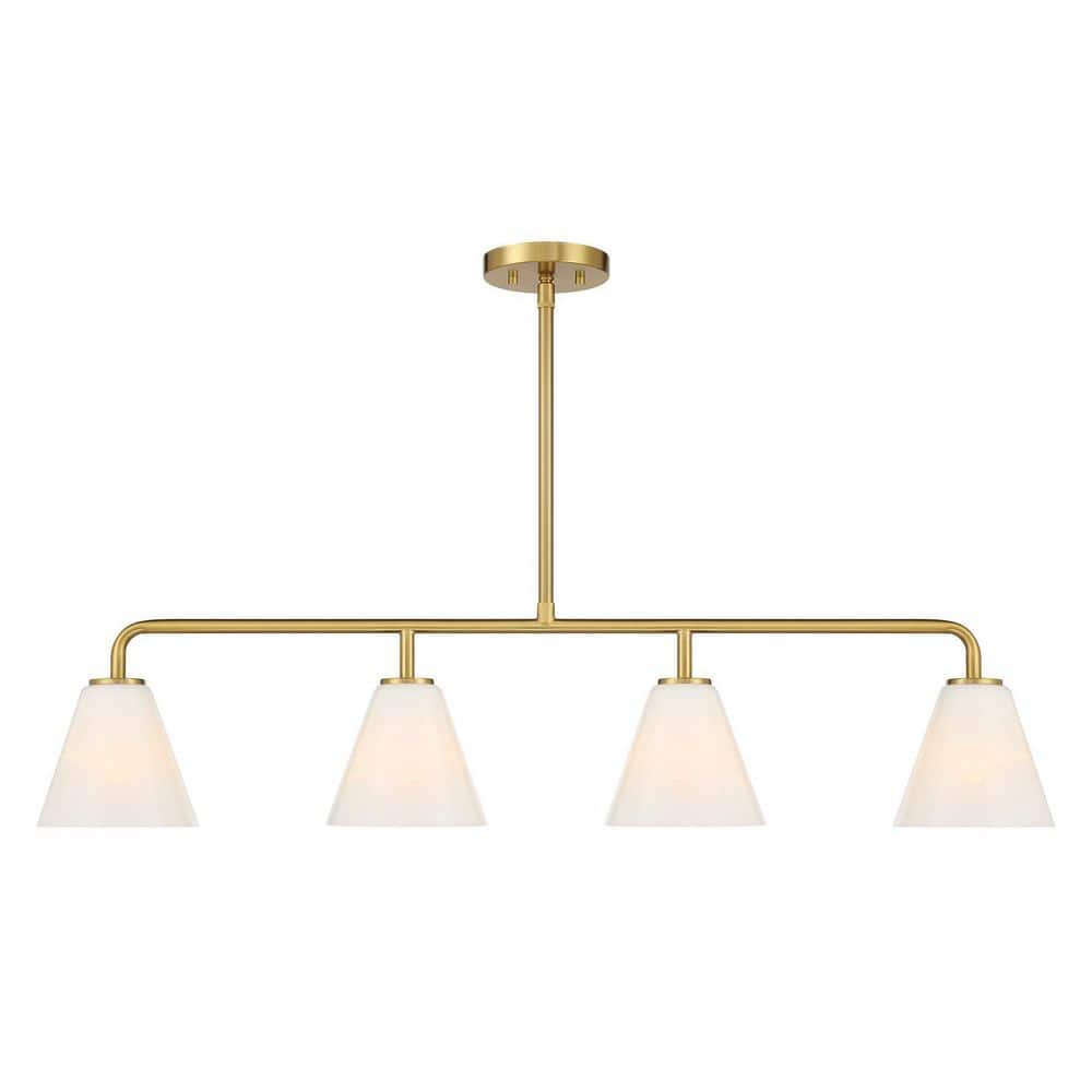 Blair 4-Light Warm Brass Transitional Linear Chandelier with Strie Glass Shades price history on PriceWatchPro