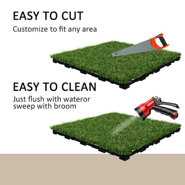 ARK DESIGN 1 ft. x 1 ft. Quick Deck Outdoor Composite Imitate Grass Deck Tile in Finished Green Grass (10 sq. ft. Per Bx)