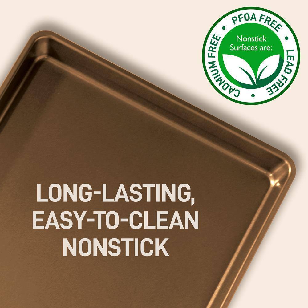Gold Non-Stick Carbon Steel 3-Piece Cookie Sheet Set
