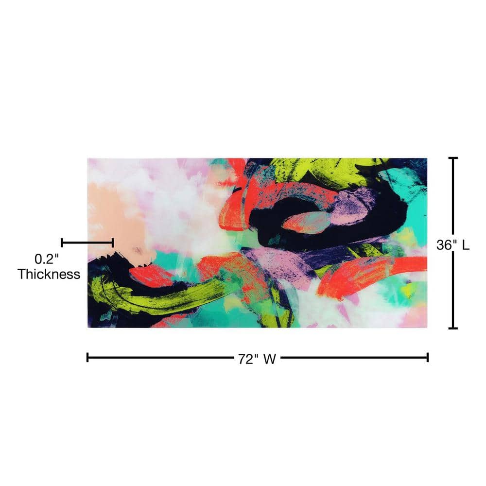 Colorful Abstract Tempered Glass Wall Art, 72" x 36"