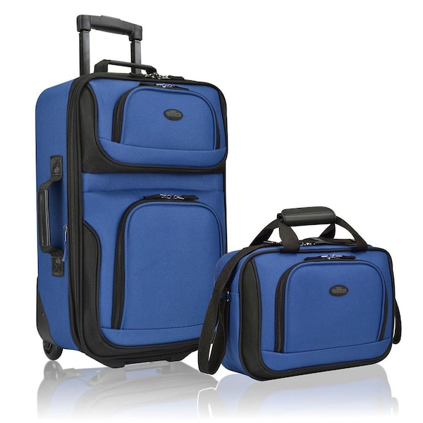 U.S. Traveler Rio 2-Piece Expandable Carry-On Luggage Set in Blue