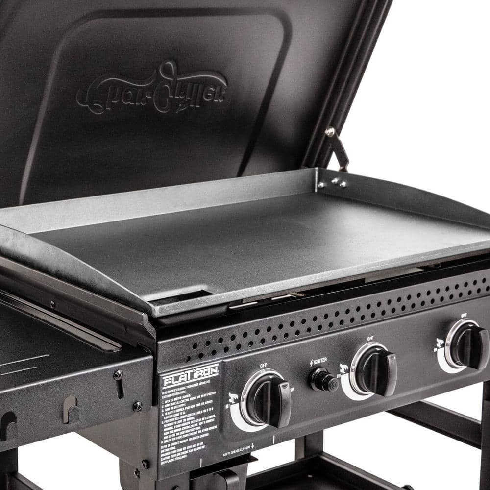 Black Stainless Steel 3-Burner Gas Hibachi Griddle with Lid