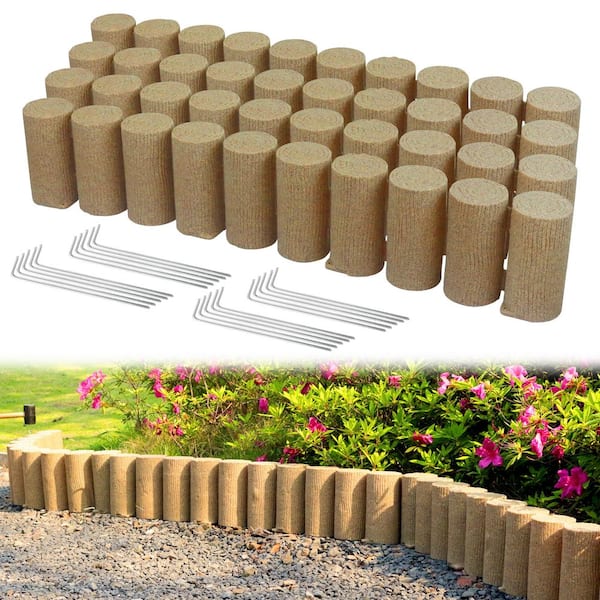 41.75 in. x 3.75 in. x 7.5 in. Wood-Like Texture Polyethylen Landscape Edging, 4-Pieces
