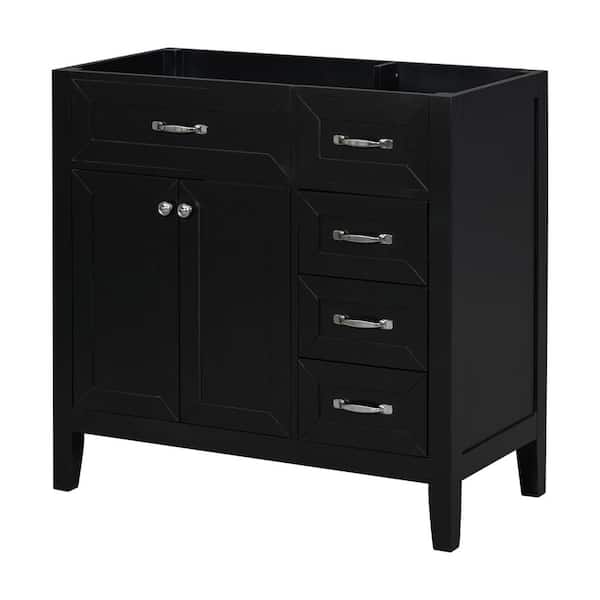 Unbranded 36 in. W x 18 in. D x 35 in. H Bath Vanity Cabinet without Top in Black