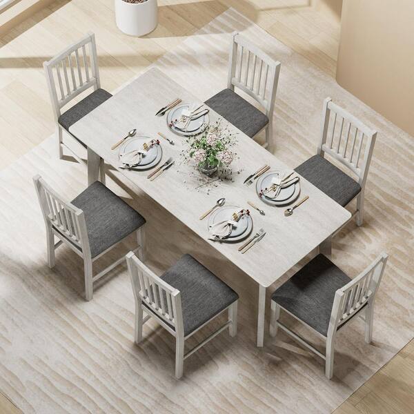 Grey Scandinavian Dining Sets VECELO Scandinavian Dining Table Set