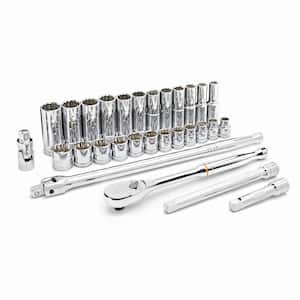 3/8 in. Drive 90 Tooth 12 Point Standard and Deep Metric Mechanics Tool Set (29-Piece)