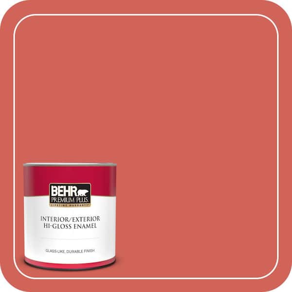 BEHR PREMIUM PLUS 1 qt. #HDC-MD-05 Desert Coral Hi-Gloss Enamel Interior/Exterior Paint & Primer