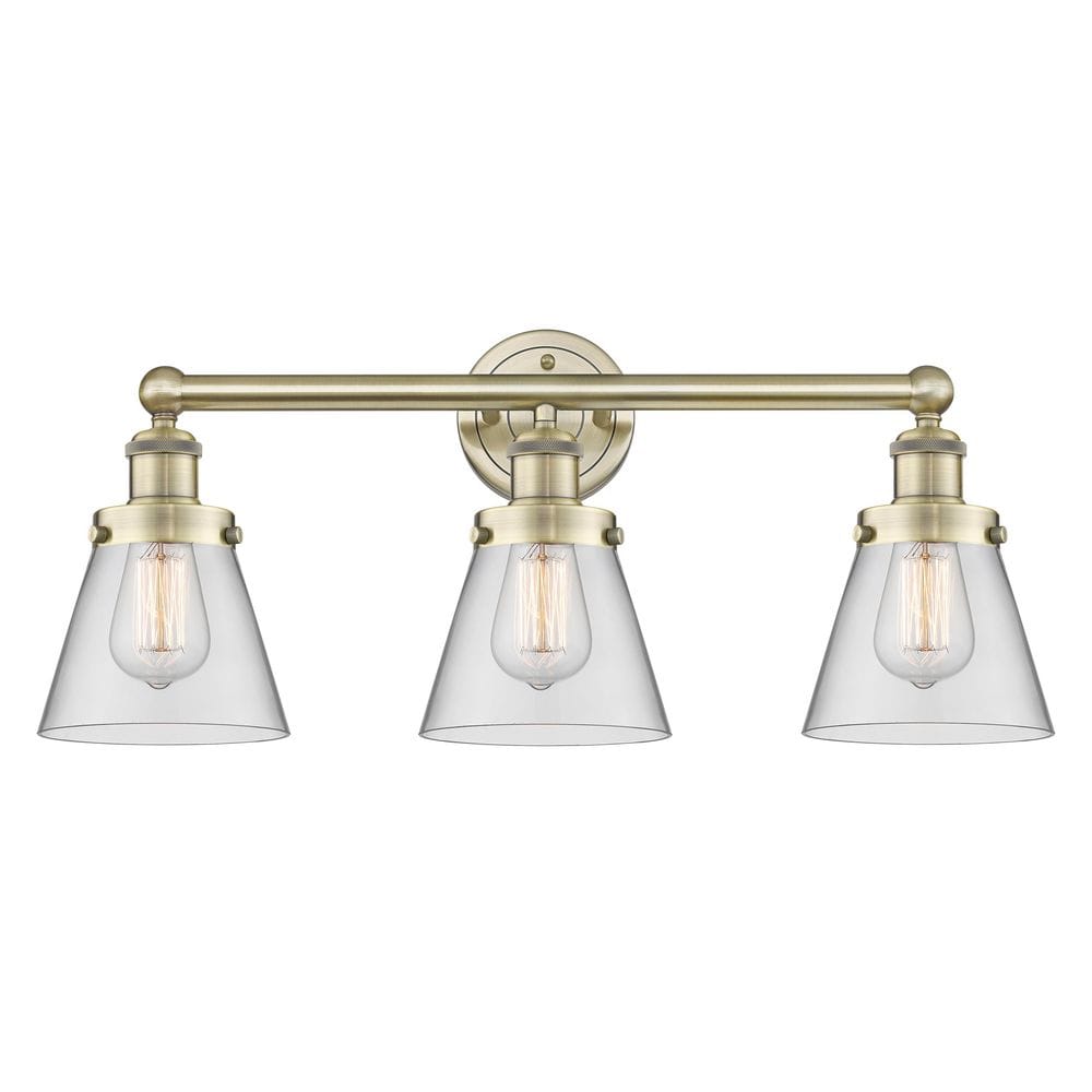 Cone 24.5 in. 3-Light Antique Brass Vanity Light with Glass Shade price history on PriceWatchPro