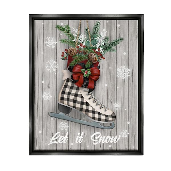 Stupell Industries Let it Snow Ice Skate by Conrad Knutsen 1-Piece Floater Frame Graphic Print Typography Poster Art Print 31 in. x 25 in.