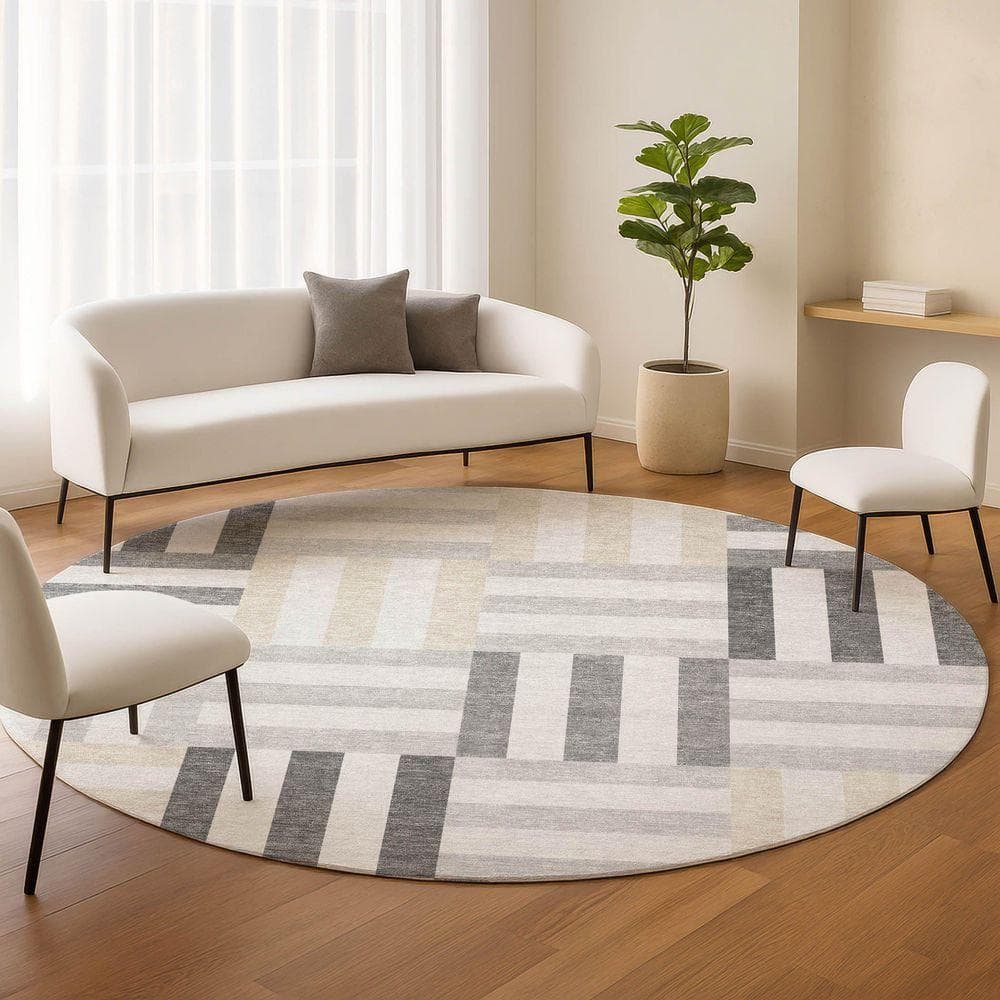 UPC 199477347432 product image for Chantille Machine Washable Indoor/Outdoor Abstract ACN2332 Gray 8 ft. x 8 ft. Ro | upcitemdb.com