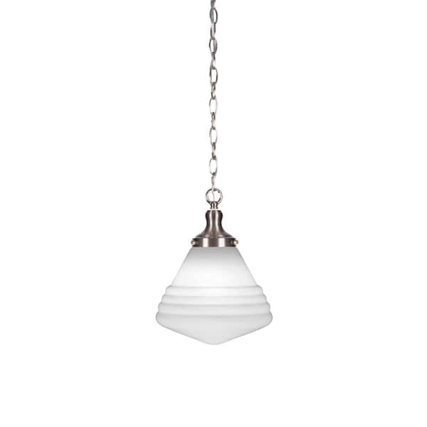 Unbranded Alton 60-Watt 1-Light Brushed Nickel Shaded Mini Pendant Light with Glass Shade