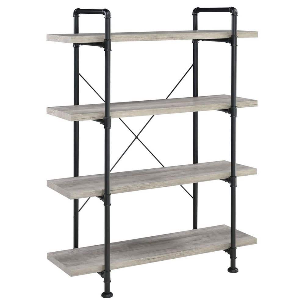 41.25 in. W x 15.5 in. D Grey Decorative Wall Shelf, 4-Shelf Bookcase
