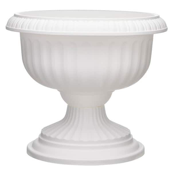 Southern Patio Dynamic Design 18 in. White Outdoor Resin Grecian Urn Planter Pot