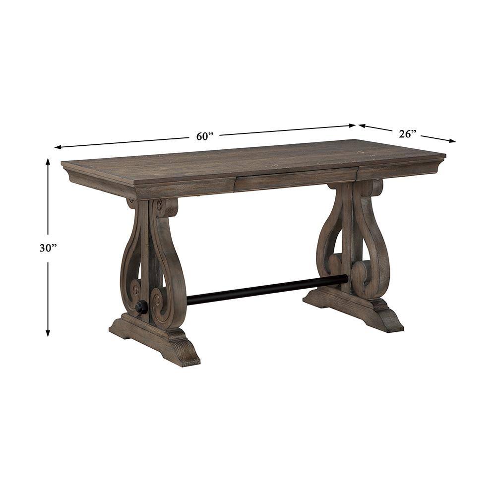 Toulon Dark Oak 60" Writing Desk with Drawer