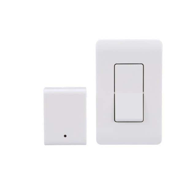 White Wireless Push Button Wall Switch with Remote