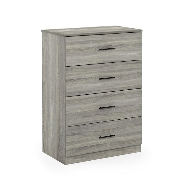 Furinno Tidur Simple Design French Oak Grey 4 Drawer Dresser (40.16 in. H x 27.72 in. W x 15.75 in. D)