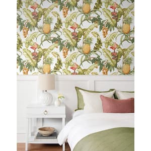 Off-White Pineapple Floral Vinyl Peel and Stick Wallpaper Roll (Covers 30.75 sq. ft.)