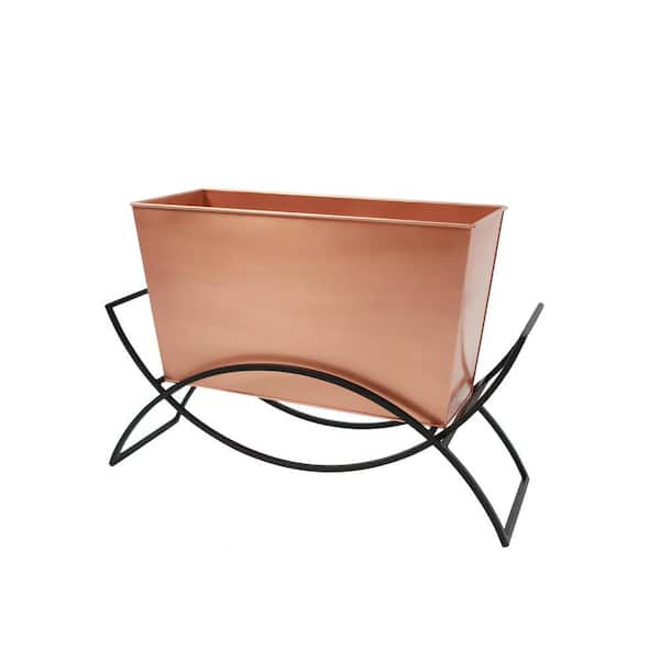  BIRDROCK HOME 25 Butler Tray Table with Removable Copper Top, 25 L x 15.6 W Top, Serving Tray with Stand, Black Iron