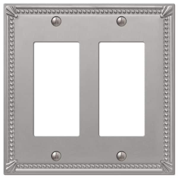Imperial Bead 2 Gang Rocker Metal Wall Plate - Brushed Nickel