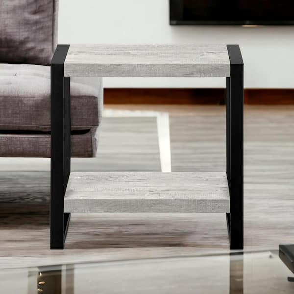 HomeRoots 23.75 in. Gray Rectangle MDF End Table