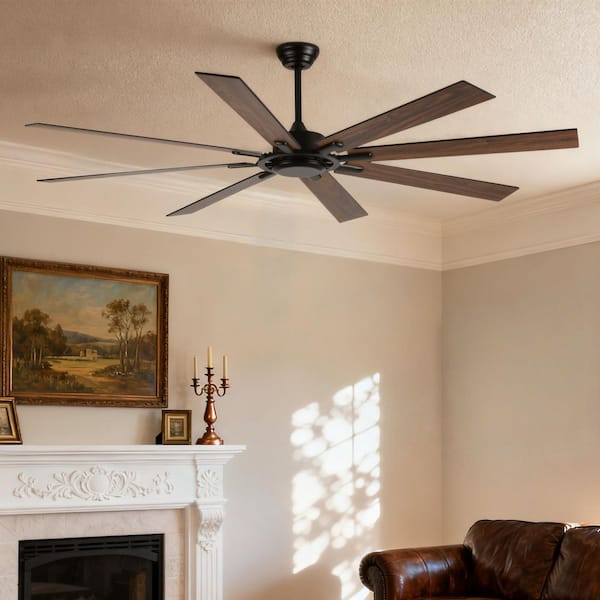 Modern 72 in. Indoor Black 8 ABS Blades Downrod Standard Ceiling Fan with Remote Control Included