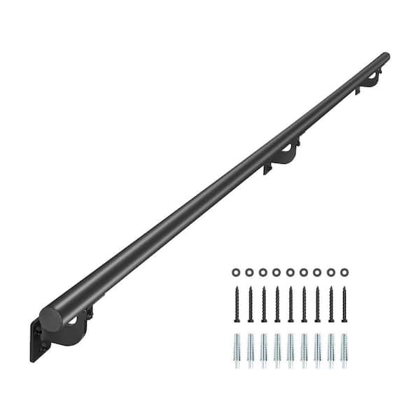 VEVOR Wall Mounted Stair Handrail, 5.04 in. H x 3.31 in. W 5 ft. Black Aluminum Railing, Stair Railing Kit