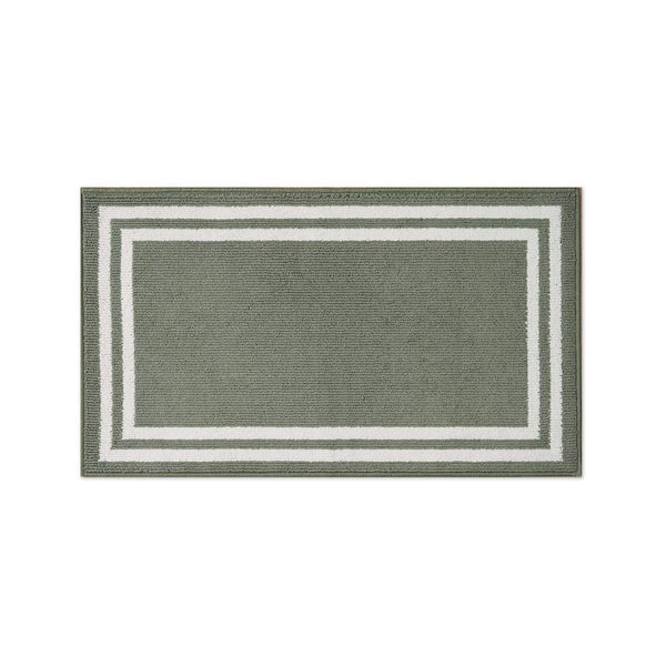 Washable Skid-Resistant Ivory/Sage 2 ft. x 4 ft. All Loop Tufted Area Rug