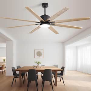 76 in. Indoor/Outdoor Smart Black Ceiling Fan with LED Light Remote 8 Wood Blades Works with Phone