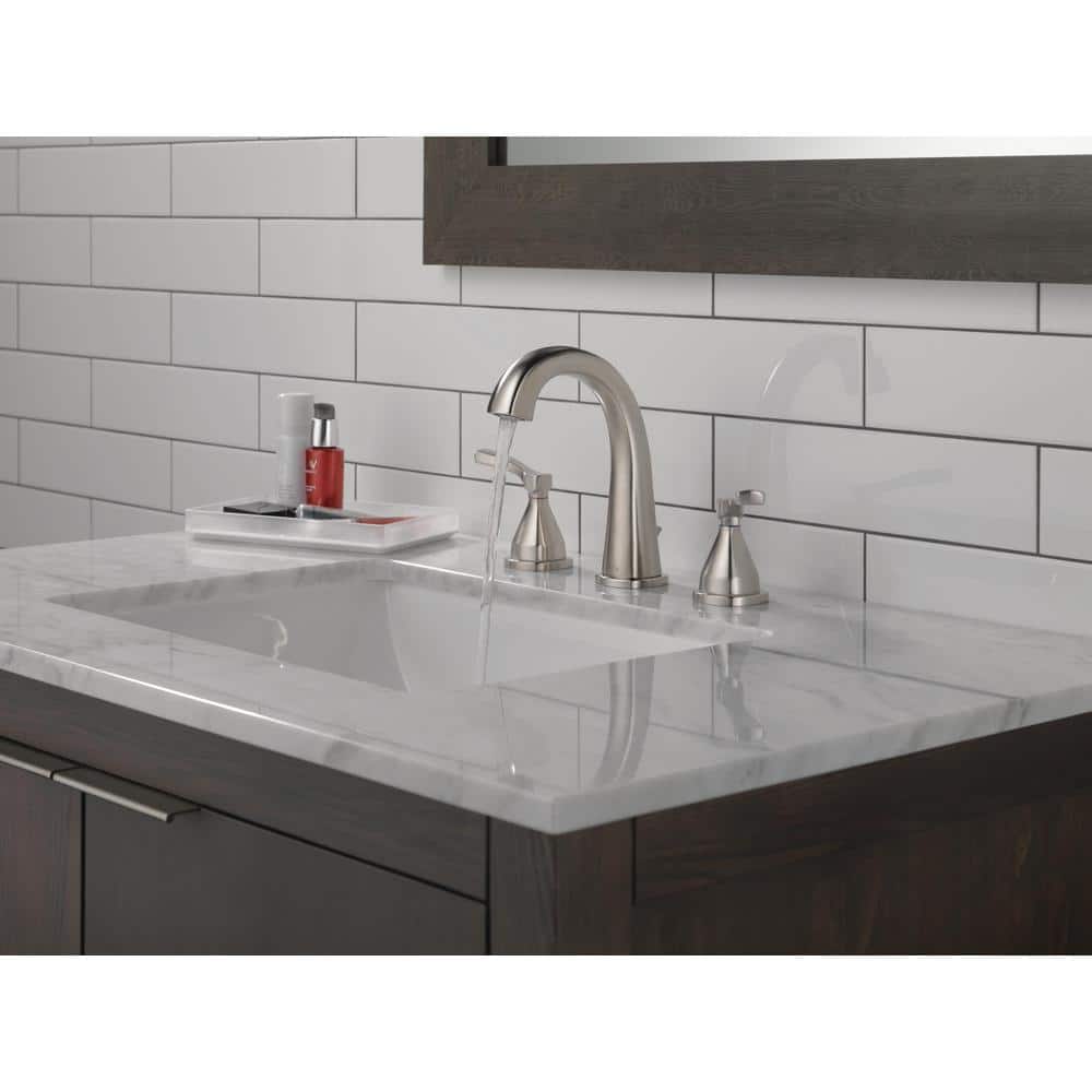 Modern Stainless Steel Widespread Bathroom Faucet with Dual Handles