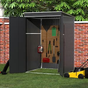 48.43 in. W x 72.83 in. H x 49.21 in. D Metal Garden Storage Shed with Sloping roof, Freestanding Cabinet in Black