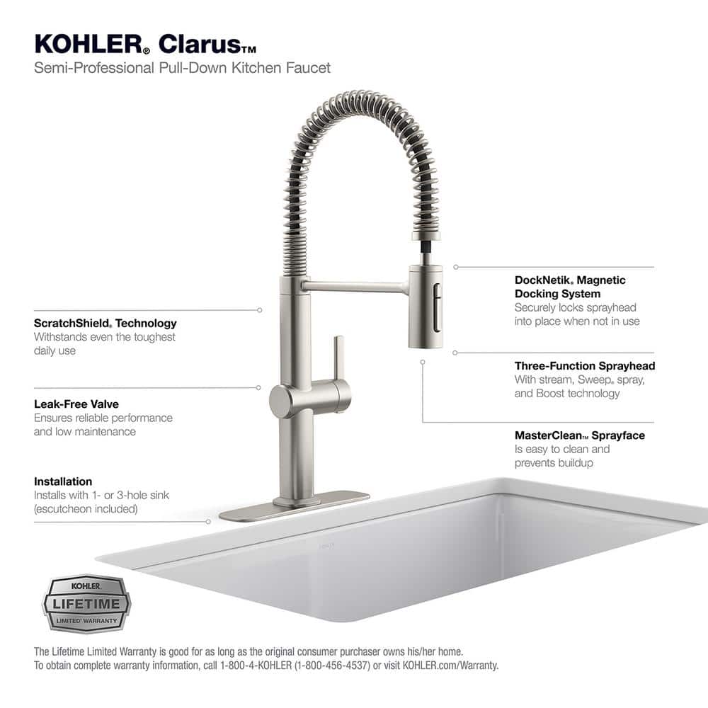 Stainless Steel Single Handle Pull Down Kitchen Faucet with Spray