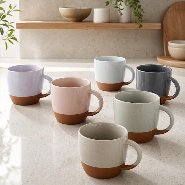 Wudkey 18 oz. Colorful Ceramic Coffee Mugs (Set of 6), Great for