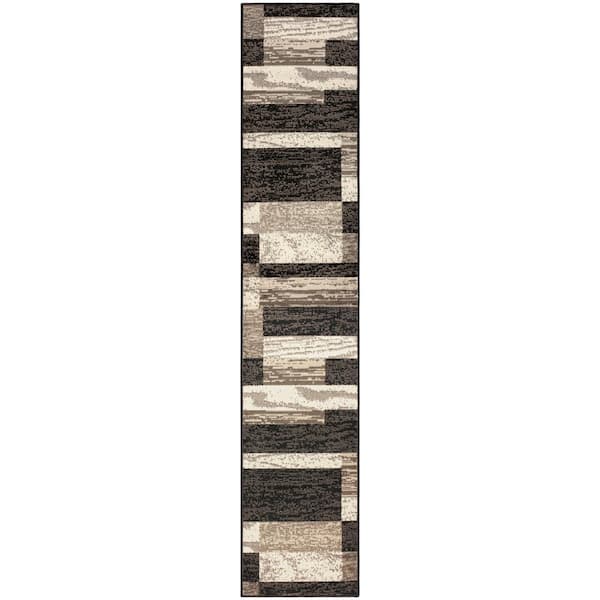 SUPERIOR Rockwood Chocolate 2 ft. 7 in. x 6 ft. Contemporary Patchwork Non-Slip Area Rug