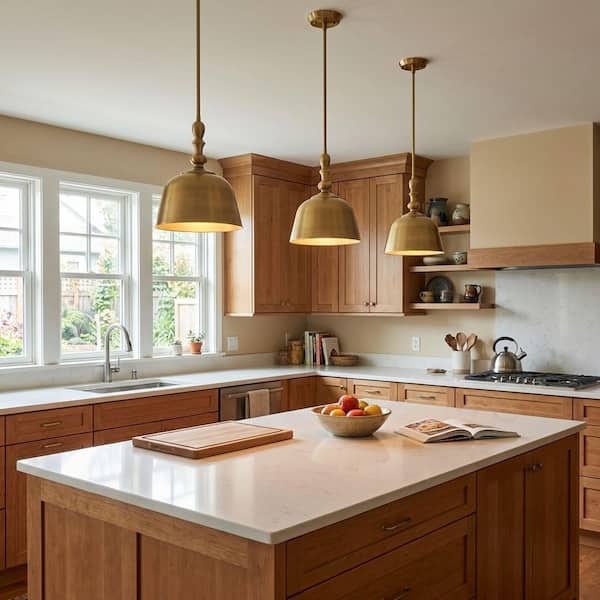 Savoy House Berg 12 in. W x 14 in. H 1-Light Warm Brass Pendant