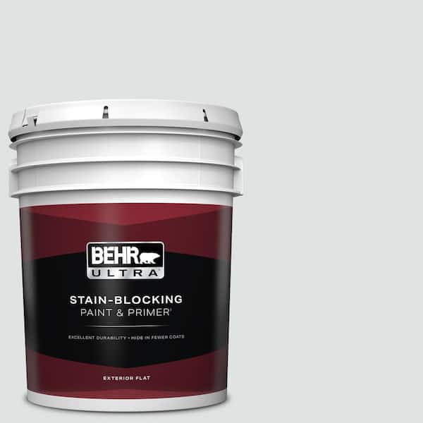 BEHR ULTRA 5 gal. #W-F-520 Ash White Flat Exterior Paint & Primer