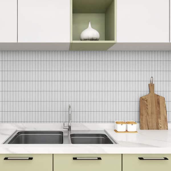 Motif Stacked White Matte 11.19 in. x 11.9 in. Porcelain Mosaic Floor and Wall Tile (0.92 sq. ft./each)