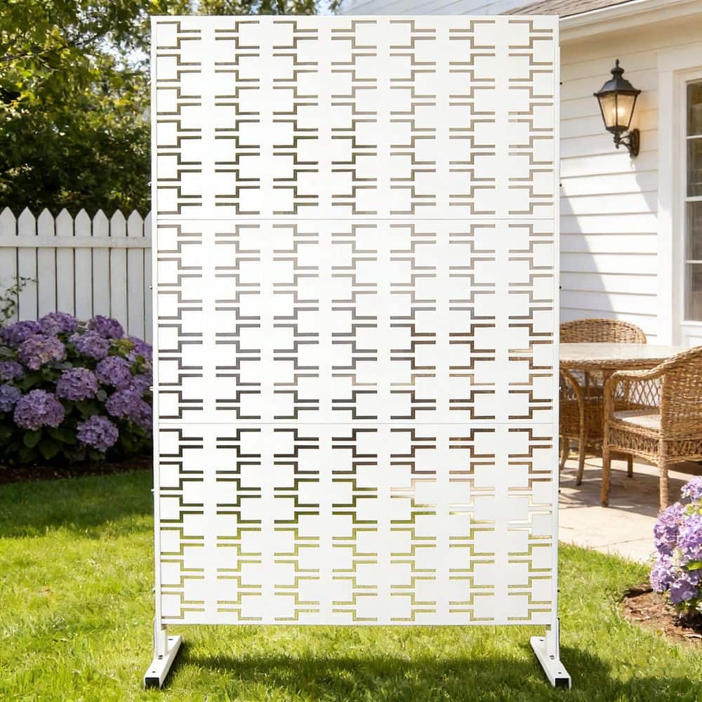 76 in. x 48 in. Freestanding Decorative Privacy Screen White Metal for Outside Lawn Garden price history on PriceWatchPro