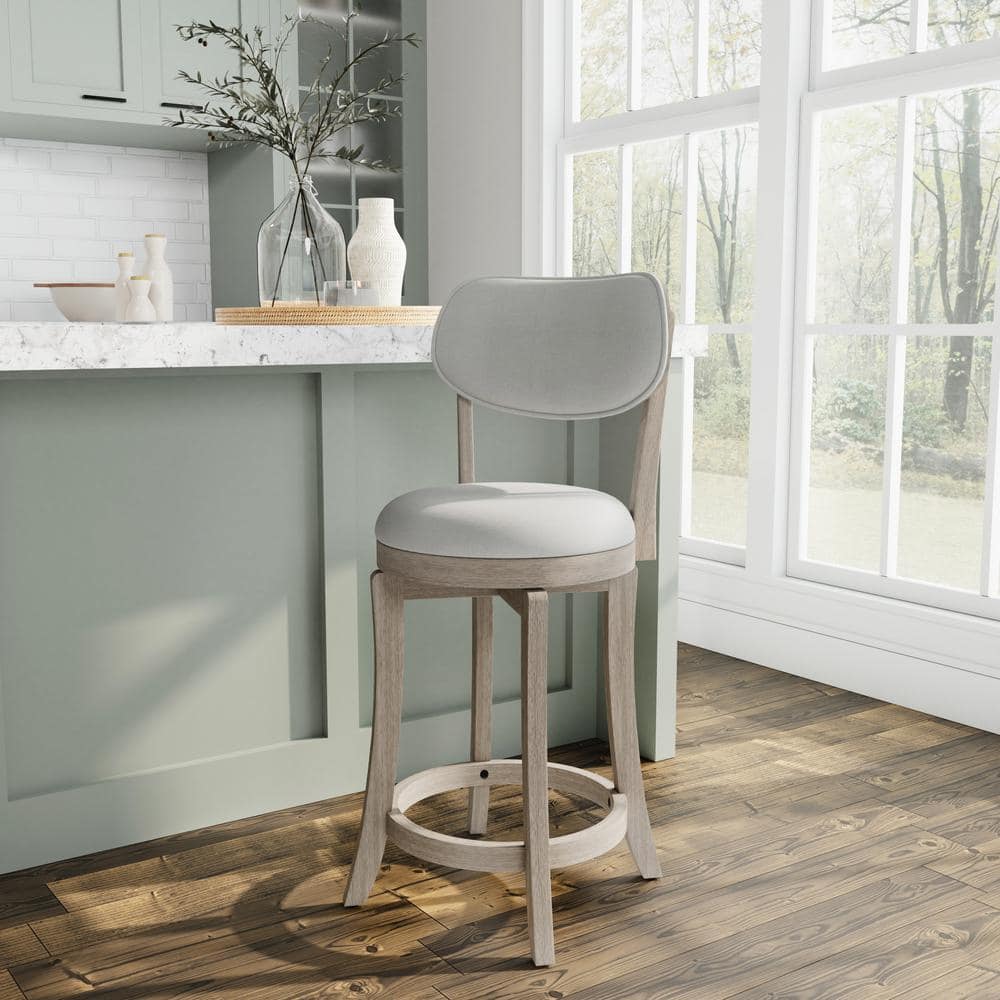 Aged Gray 36" Wood Swivel Counter Stool with Plush Seat
