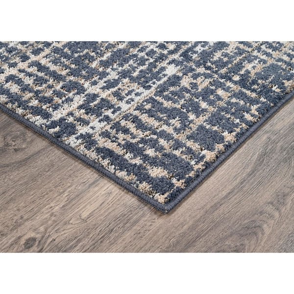 Rumba 3 ft. x 5 ft. Slate Blue/Earth Tone Plush Modern Abstract Area Rug