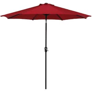 9 ft Market Umbrella with Button Tilt and Crank, Outdoor Patio Umbrella ...