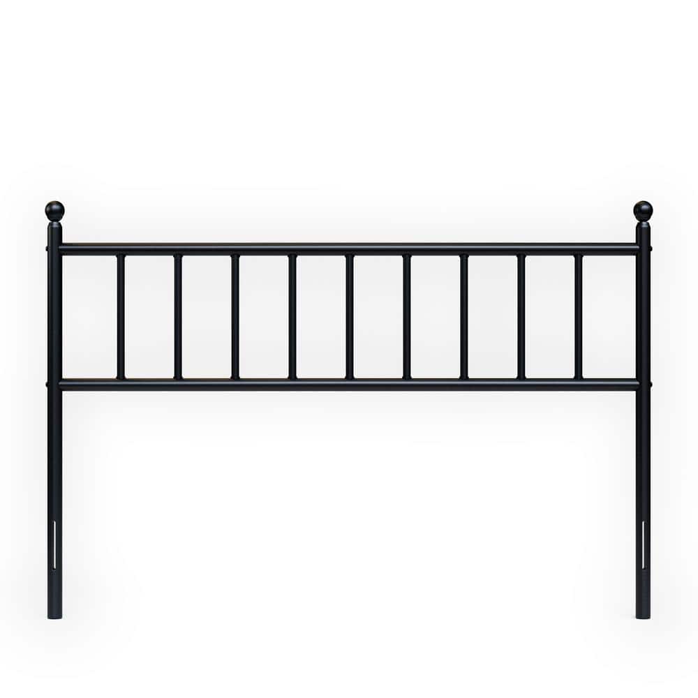 Brookside Ada BlackTraditional Queen Metal Headboard with Vertical Panels BSVBMEHBQQBK The