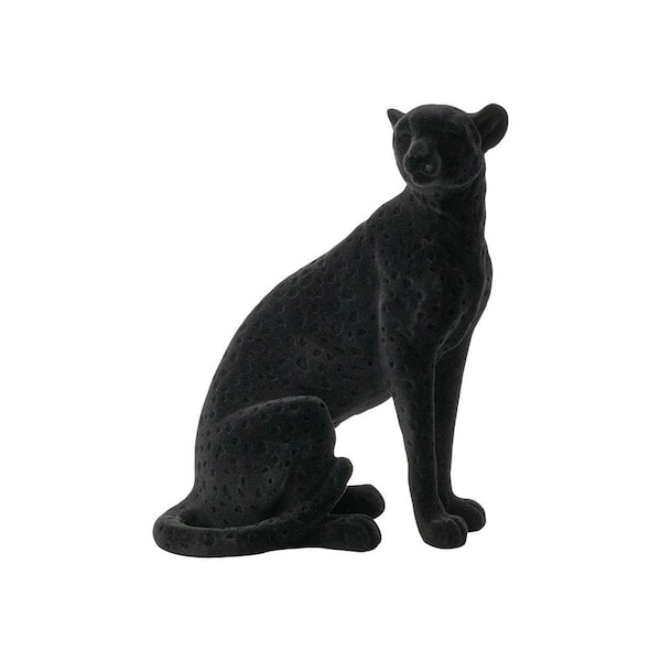 Seasonal Abode Inc Blaise Black Flocked Sitting Panther