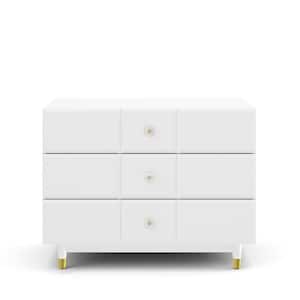 Aviary 3-Drawer 36 in. Wide Dresser with Gold Hardware, White