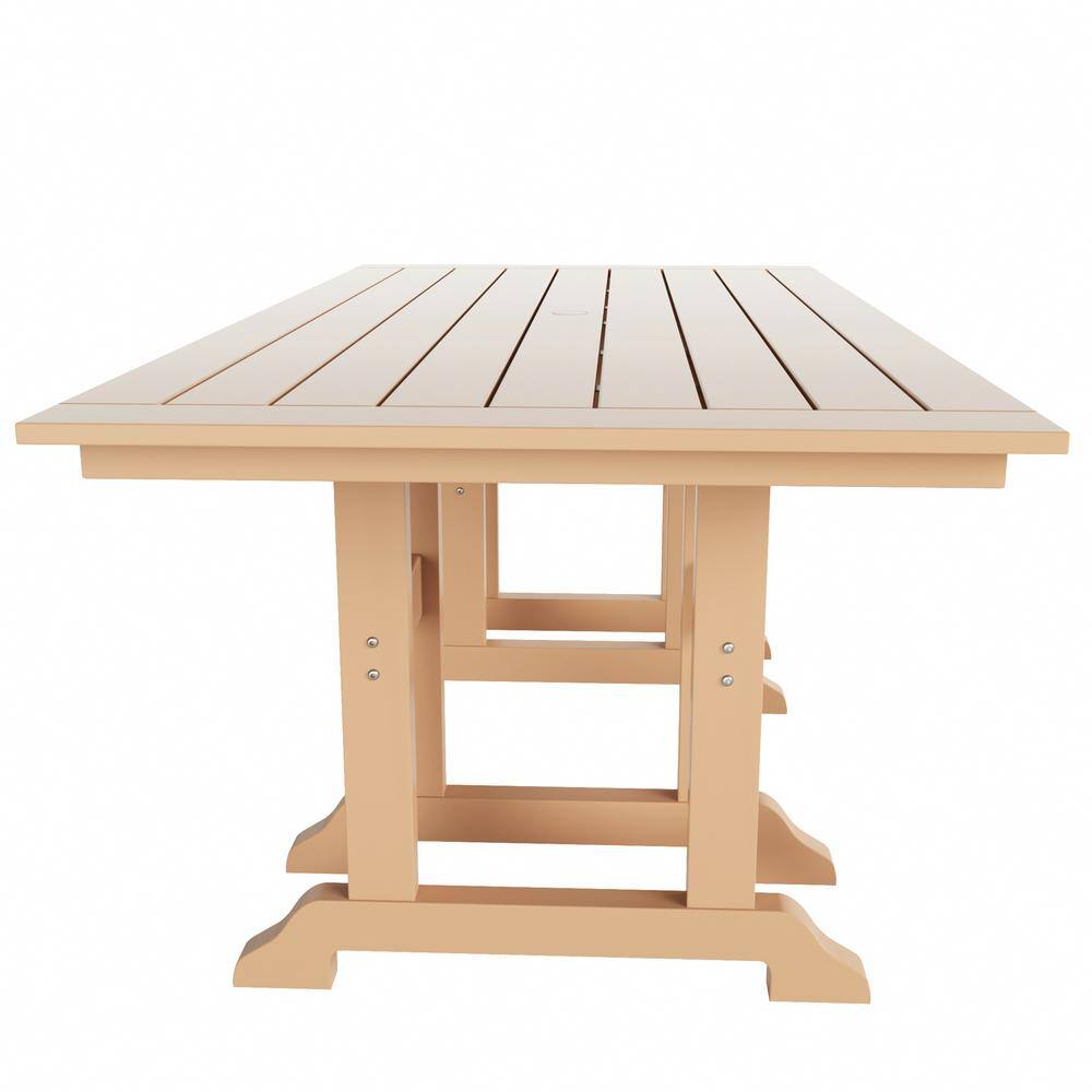 Teak Beige 6-Piece Rectangular Outdoor Dining Set with Bench