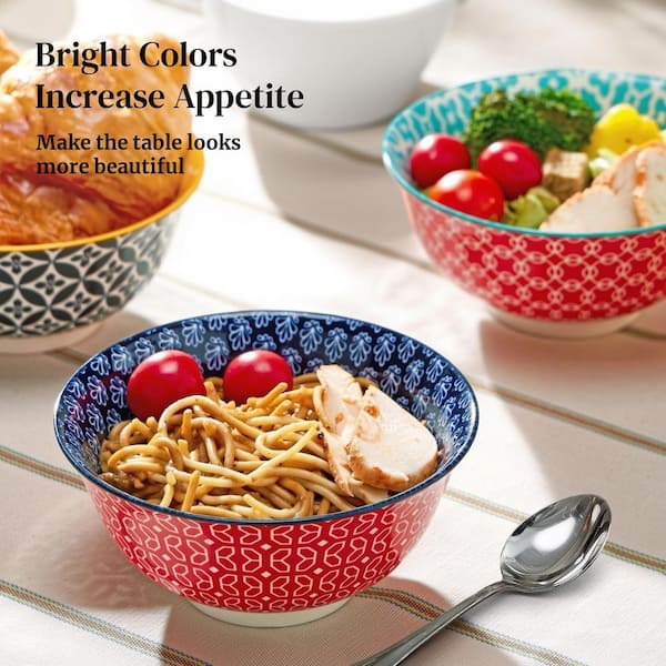 Numhew Art Deco 23 fl. oz. Multicolor Porcelain Cereal Bowl, Bowls