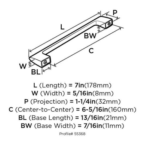 Graphite 6-5/16 Inch Modern Bar Pull with Mounting Hardware